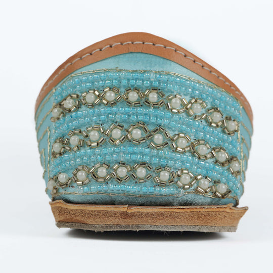Aqua Hues Handcrafted Pearl Embellished Punjabi Jutti