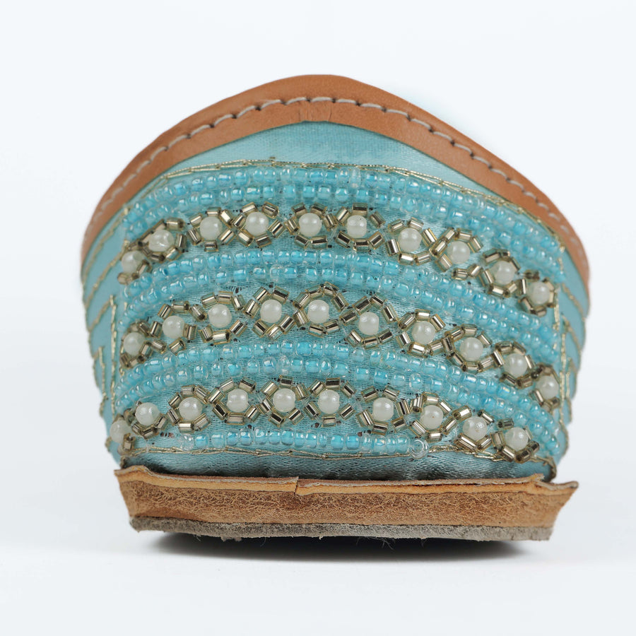 Aqua Hues Handcrafted Pearl Embellished Punjabi Jutti