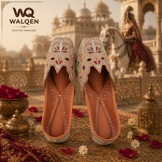 Cutwork Multicolor Zari Punjabi Leather Jutti