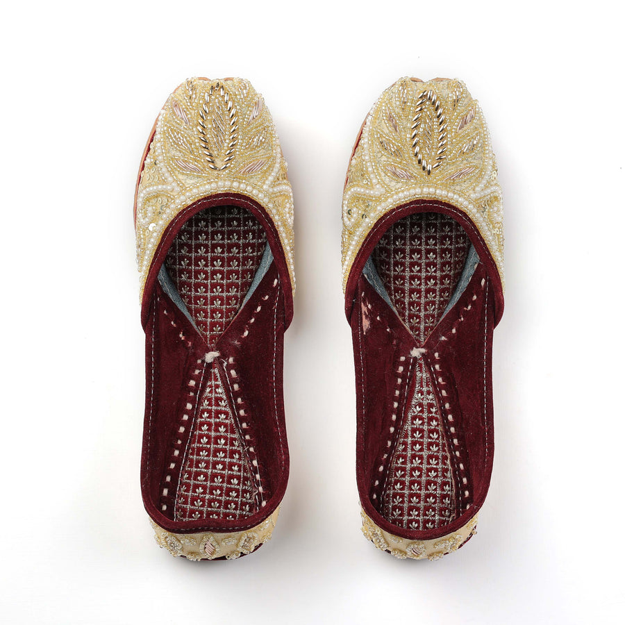 Golden Beads Handwork Punjabi Jutti