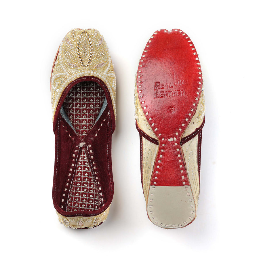 Golden Beads Handwork Punjabi Jutti
