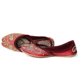 Golden Embroidery on Maroon Base Punjabi Jutti