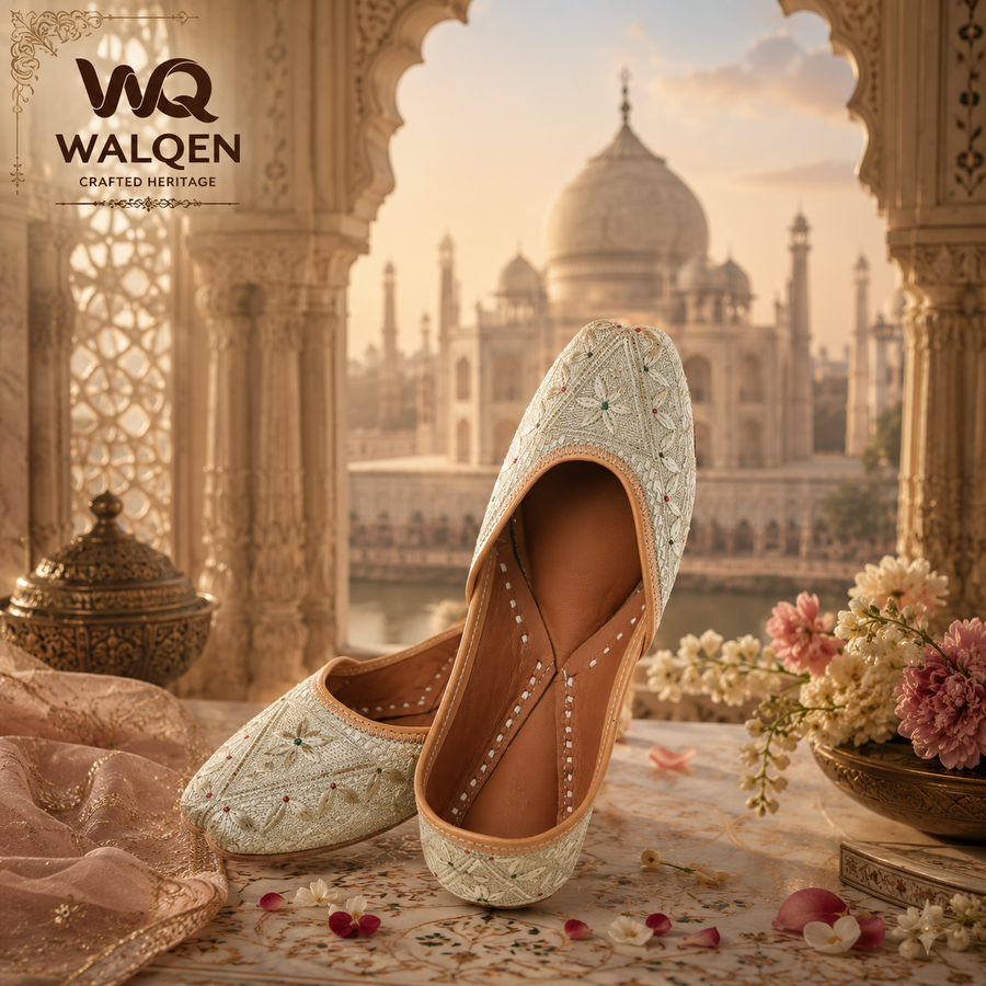 Golden Zari Heritage Punjabi Leather Jutti