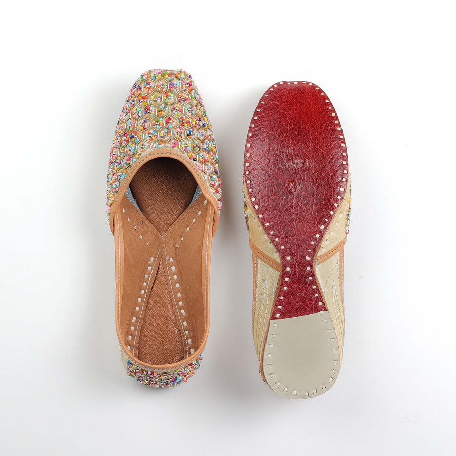 Multicolor Beads Handcrafted Punjabi Jutti