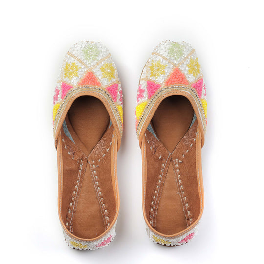 Multicolor Beads Work Handcrafted Punjabi Jutti
