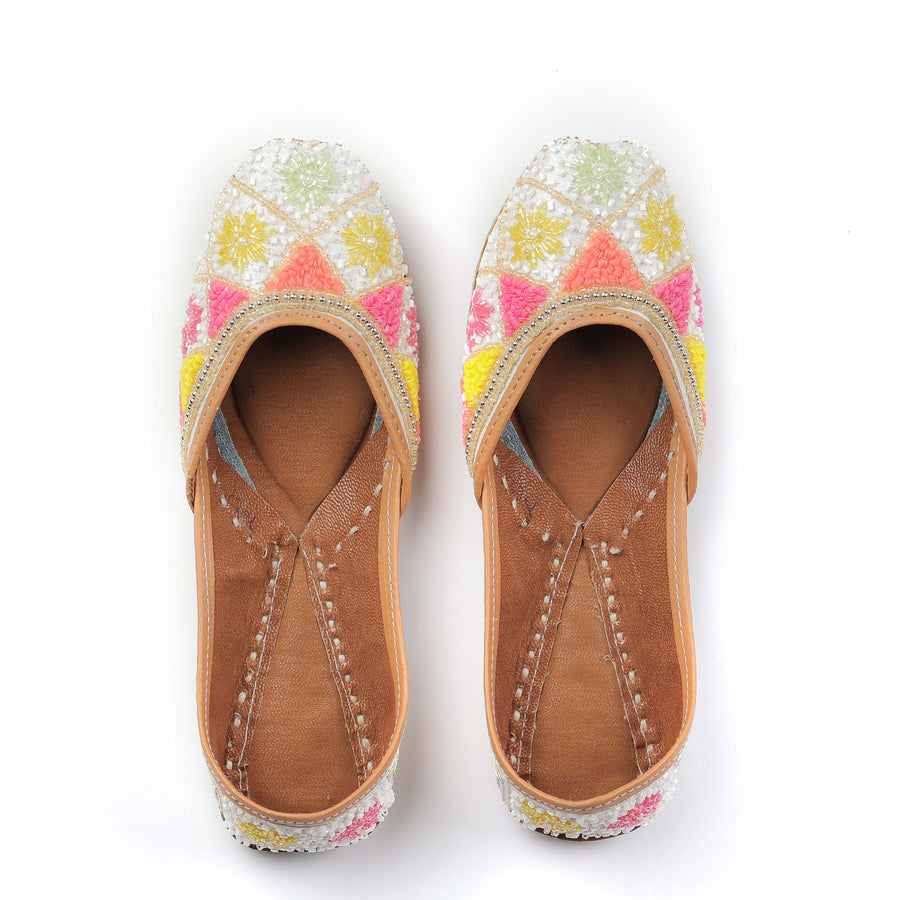 Multicolor Beads Work Handcrafted Punjabi Jutti