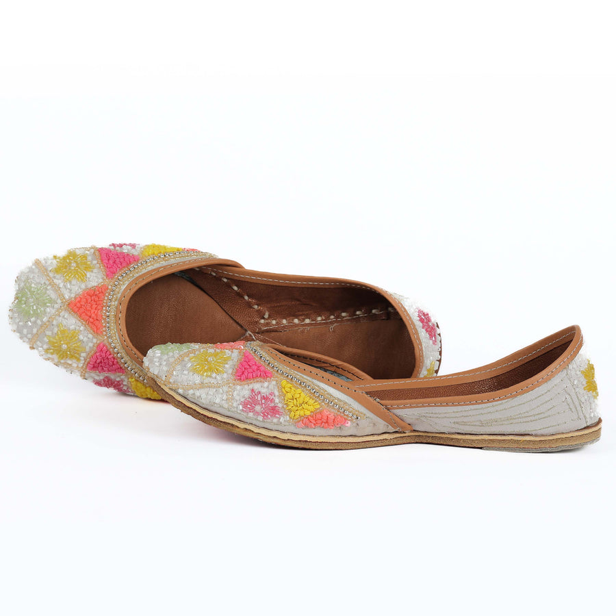 Multicolor Beads Work Handcrafted Punjabi Jutti
