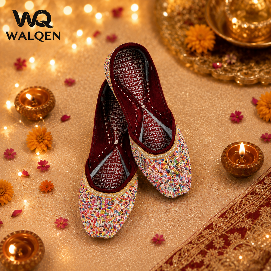 Multicolor Pearl Punjabi Jutti