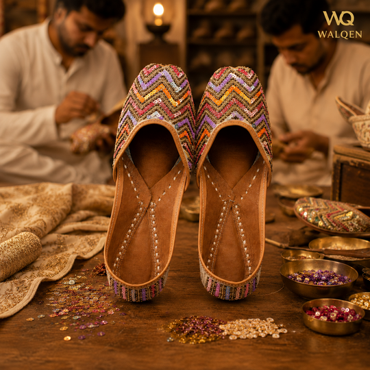 Multicolor Sequin Work Punjabi Jutti