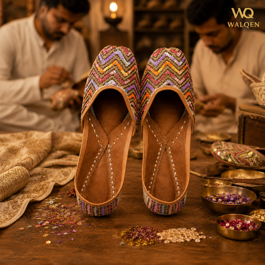 Multicolor Sequin Work Punjabi Jutti