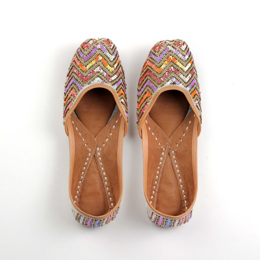 Multicolor Sequin Work Punjabi Jutti