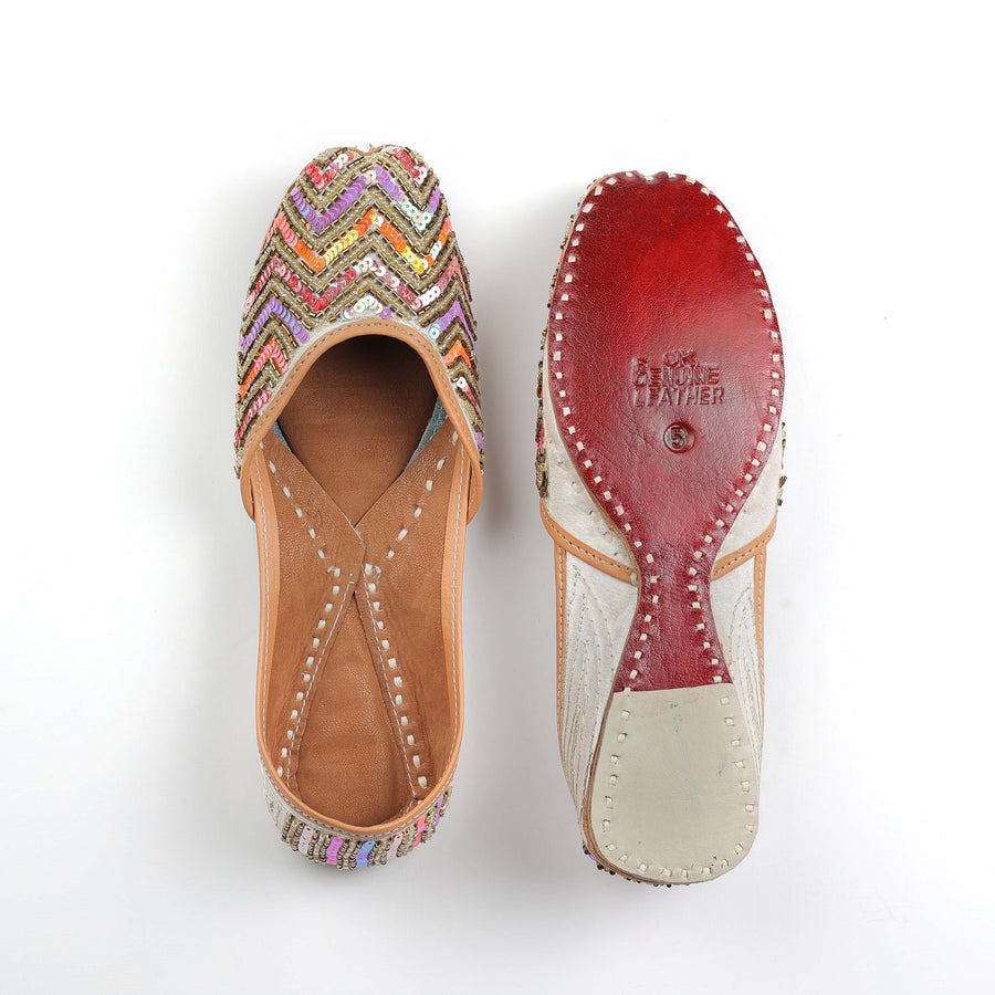 Multicolor Sequin Work Punjabi Jutti
