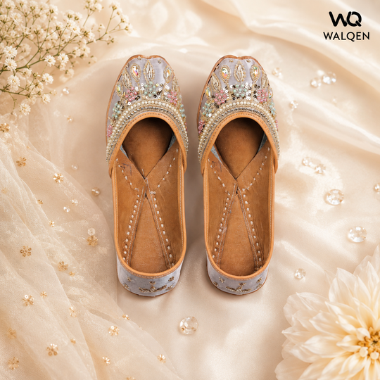 Pastel Petal Beads and Sequin Work Punjabi Jutti