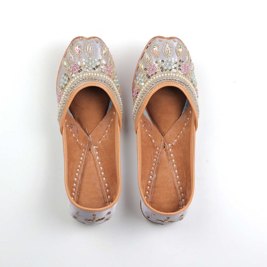 Pastel Petal Beads and Sequin Work Punjabi Jutti