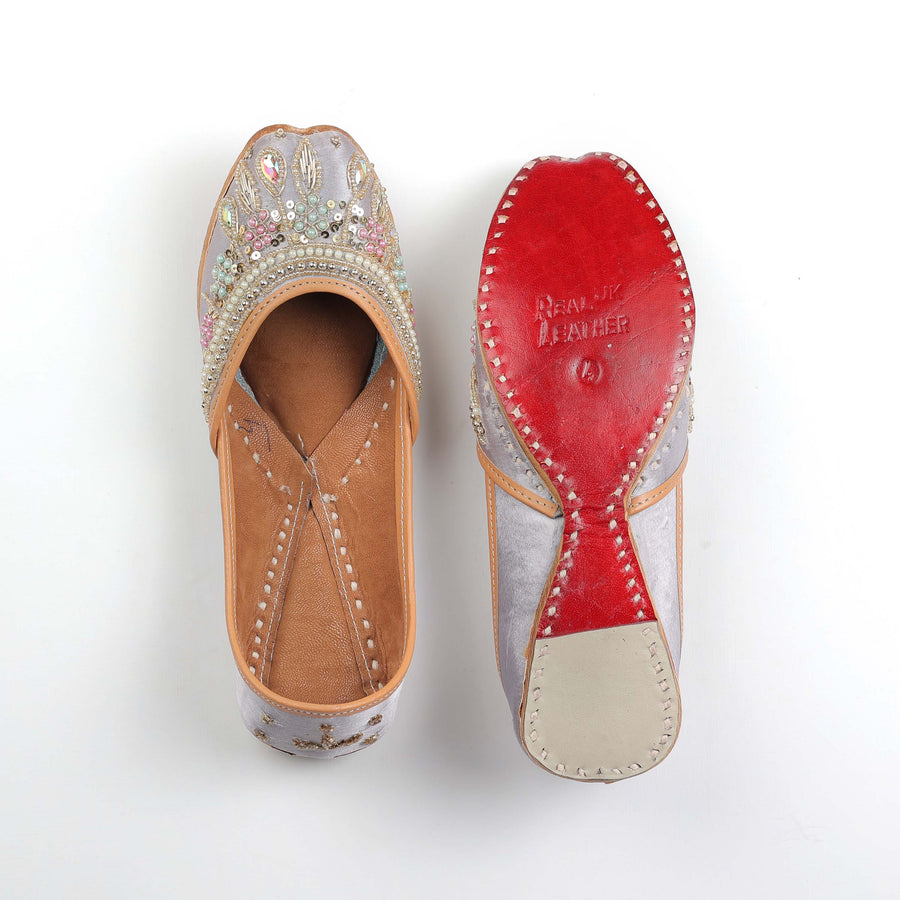 Pastel Petal Beads and Sequin Work Punjabi Jutti