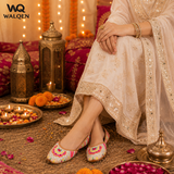 Sequin and Thread Work Multicolor Punjabi Jutti