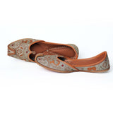 Silver Mustard Embroidery Punjabi Zari Jutti