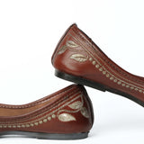 Zari Embroidery Brown Punjabi Jutti